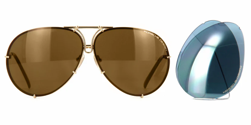 Porsche Design 8478 A Gold Frame - Brown + Blue Lenses - As Seen On Johnny Depp & Laurence Fishburne - Image 2