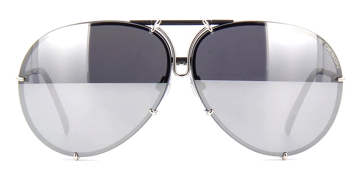 Porsche Design 8478 J Black/Silver Frame - Grey Polar + Silver Lenses - As Seen On Kris Jenner & Khloe Kardashian - Image 3