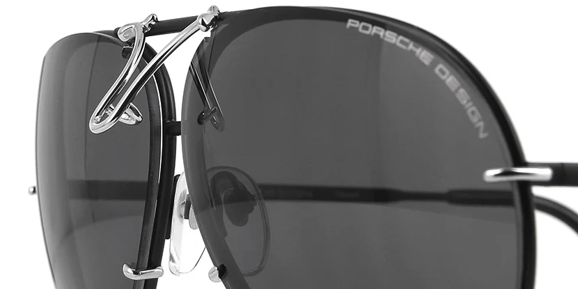 Porsche Design 8478 J Black/Silver Frame - Grey Polar + Silver Lenses - As Seen On Kris Jenner & Khloe Kardashian - Image 8