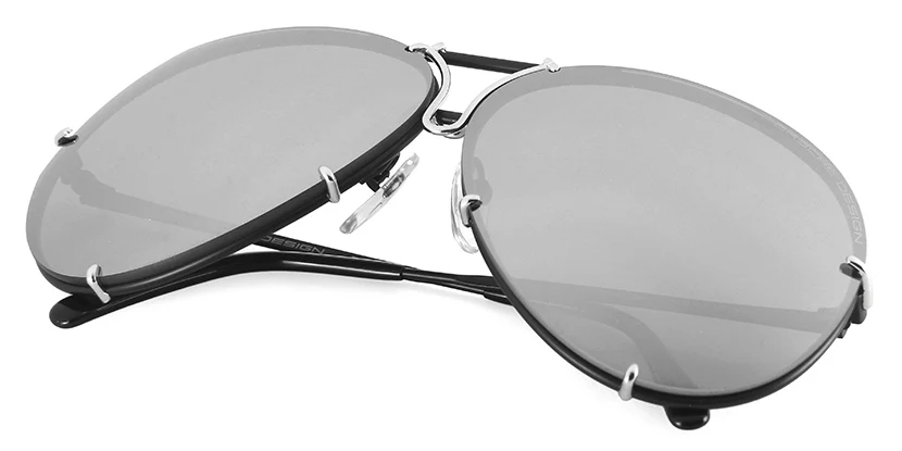 Porsche Design 8478 J Black/Silver Frame - Grey Polar + Silver Lenses - As Seen On Kris Jenner & Khloe Kardashian - Image 9
