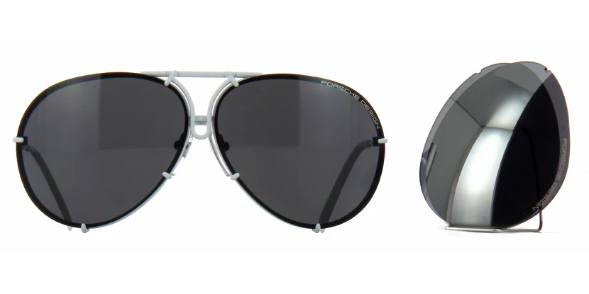 Porsche Design 8478 P White Frame - Dk Grey + Silver Lenses - As Seen On Kylie Jenner & Khloe Kardashian - Image 2