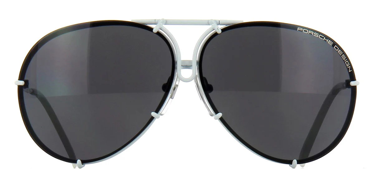 Porsche Design 8478 P White Frame - Dk Grey + Silver Lenses - As Seen On Kylie Jenner & Khloe Kardashian - Image 3