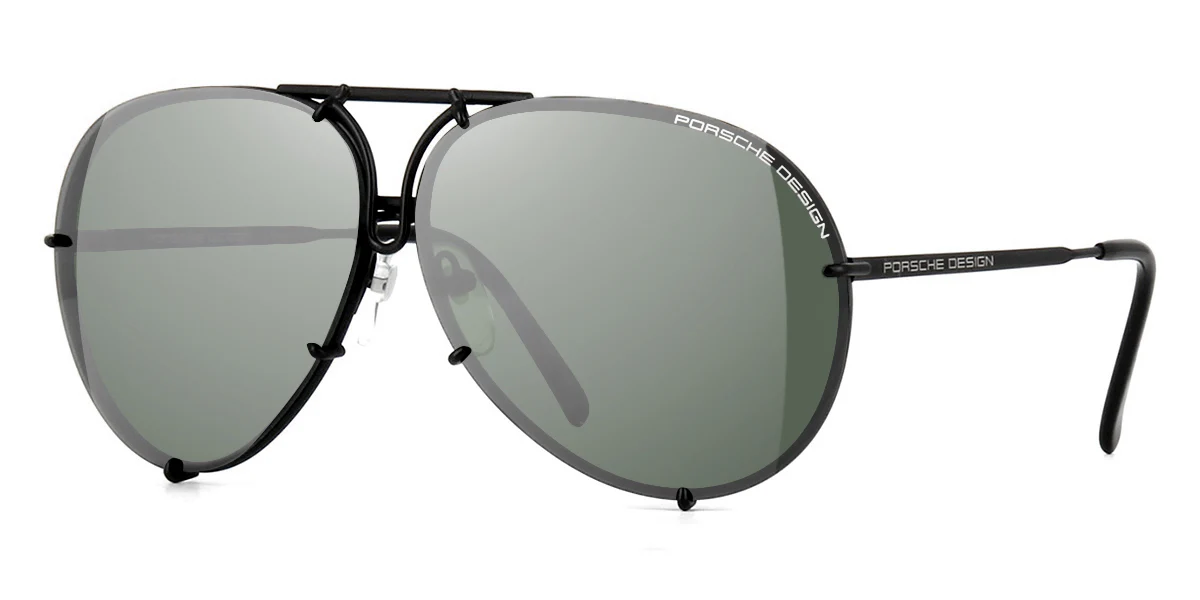 Porsche Design 8478 D Black Frame - Dk Green + Brown Lenses - As Seen On Khloe Kardashian & Kendall Jenner - Black Friday Special