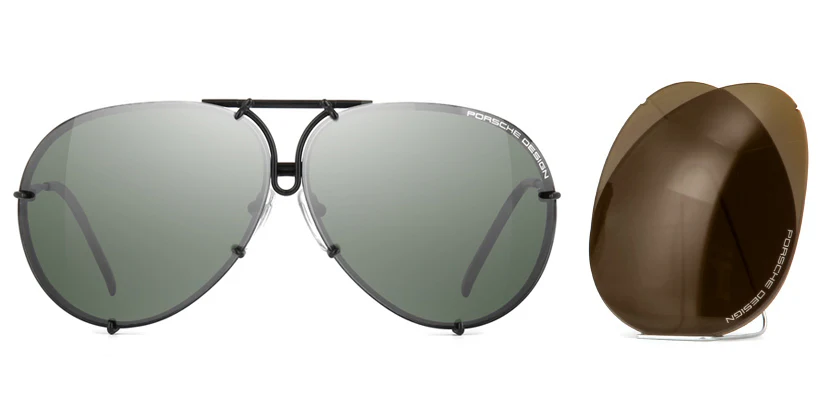 Porsche Design 8478 D Black Frame - Dk Green + Brown Lenses - As Seen On Khloe Kardashian & Kendall Jenner - Black Friday Special - Image 2