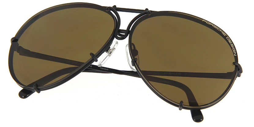 Porsche Design 8478 D Black Frame - Dk Green + Brown Lenses - As Seen On Khloe Kardashian & Kendall Jenner - Black Friday Special - Image 3